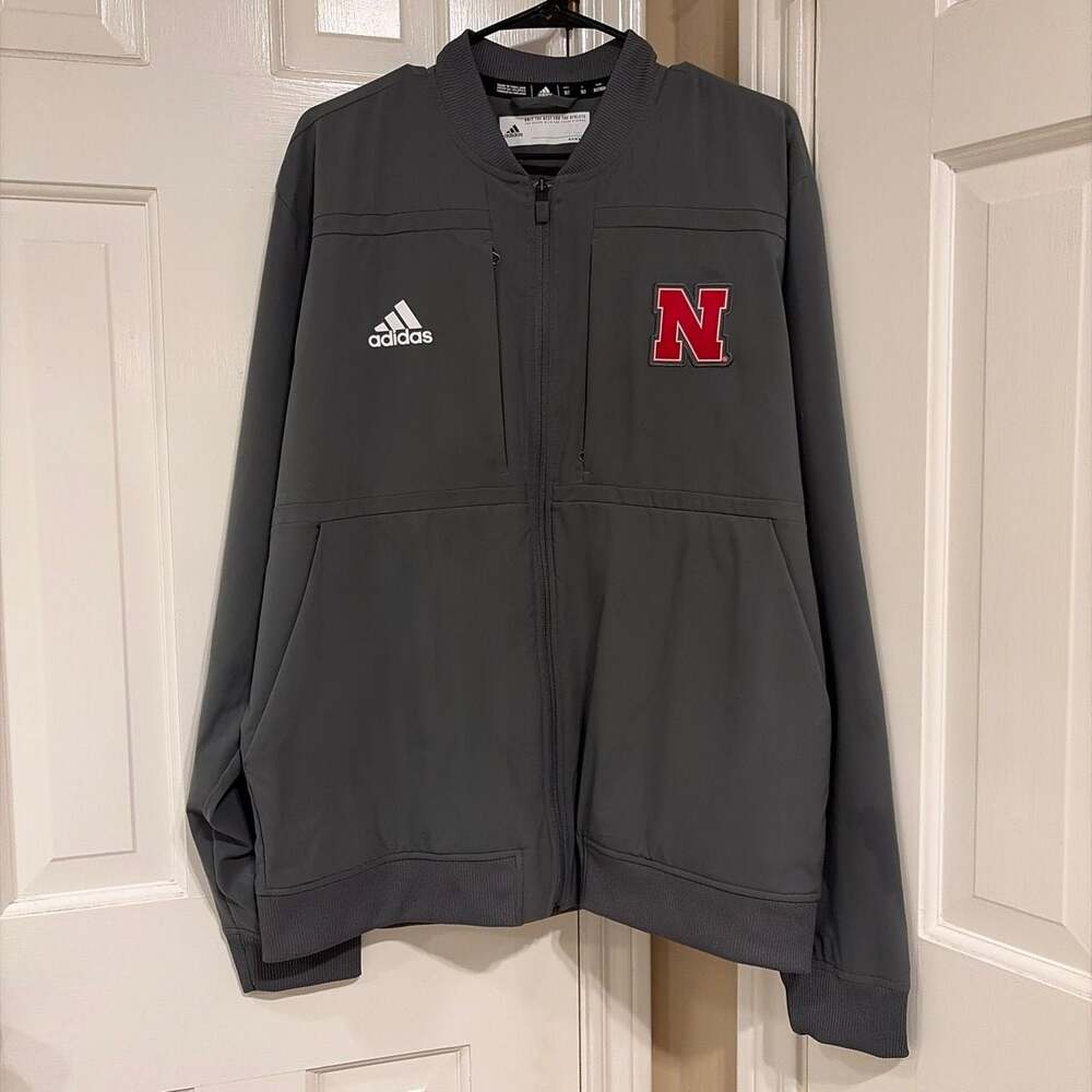 Adidas Nebraska Huskers Sideline Woven Primeblue Full-Zip Bomber Jacket